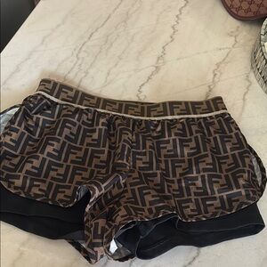 Fendi Black and Brown Patterned Shorts